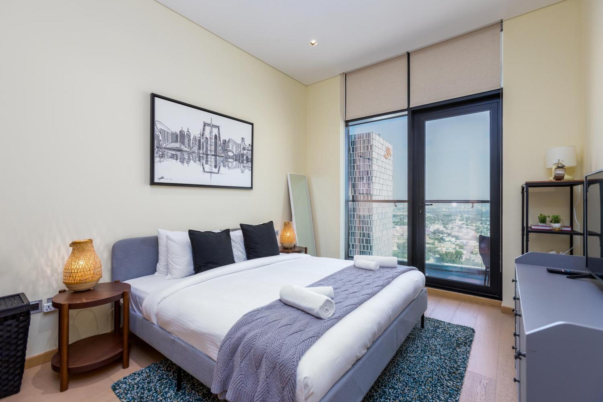 Modern 1Br Apartment, High Floor, Near Dubai Mall Ngoại thất bức ảnh